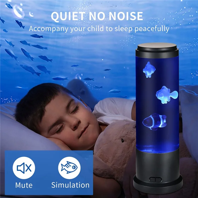 USB LED Color Changing Mood Light Desktop Decorative Night Light for Home Ambiance, EU Plug - Fish