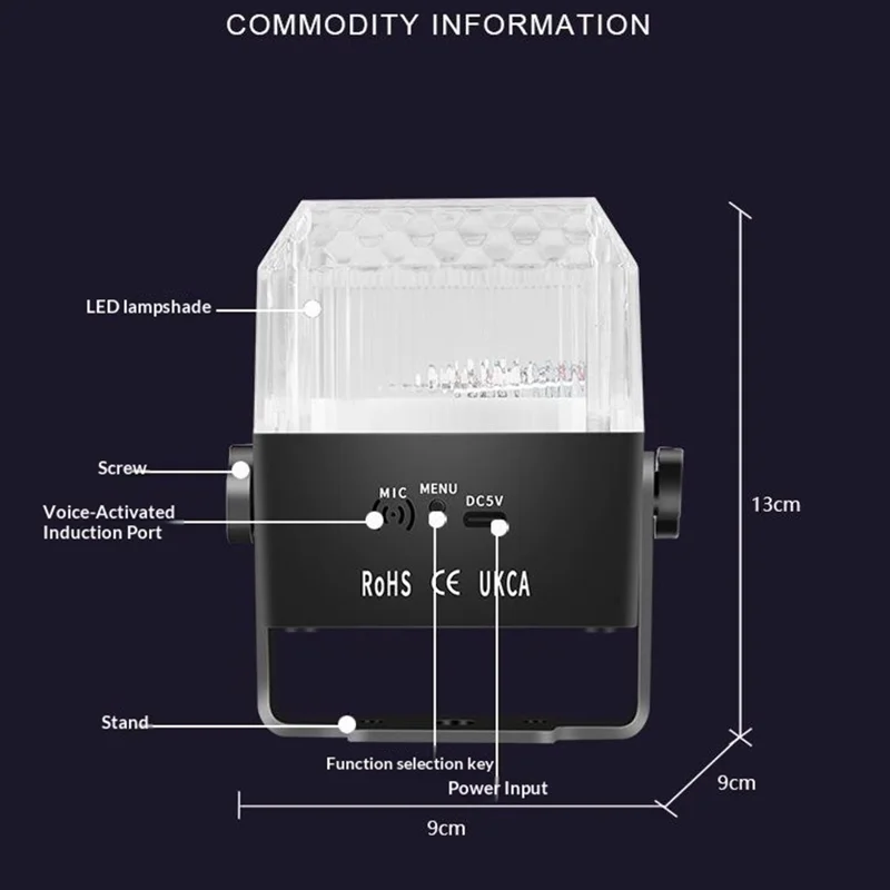 TC-7013 Colorful LED Stage Ambience Light Strobe Sound-Activated Square Night Lamp for KTV Home