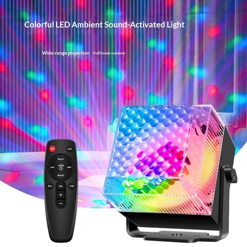 TC-7013 Colorful LED Stage Ambience Light Strobe Sound-Activated Square Night Lamp for KTV Home