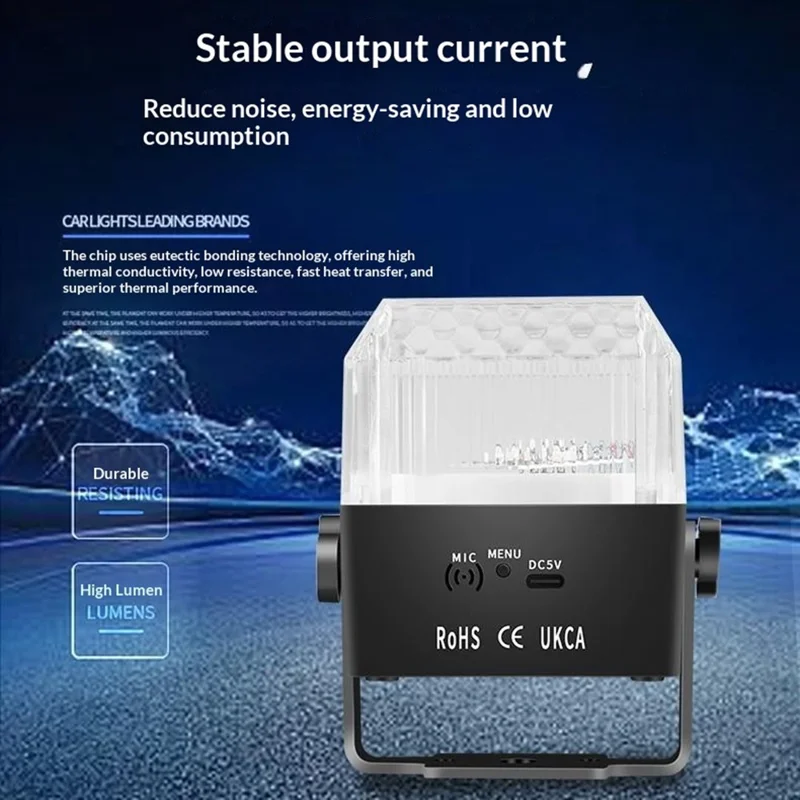 TC-7013 Colorful LED Stage Ambience Light Strobe Sound-Activated Square Night Lamp for KTV Home