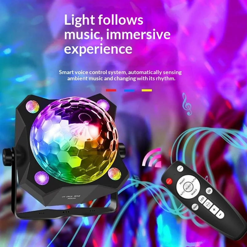 TC-7011-2 7-Color Angled LED Stage Light Sound-Activated Strobe Magic Ball Lamp for Party Home