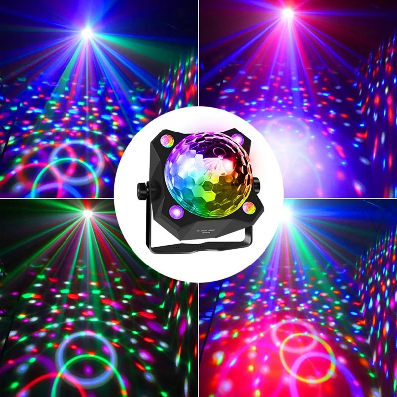 TC-7011-2 7-Color Angled LED Stage Light Sound-Activated Strobe Magic Ball Lamp for Party Home