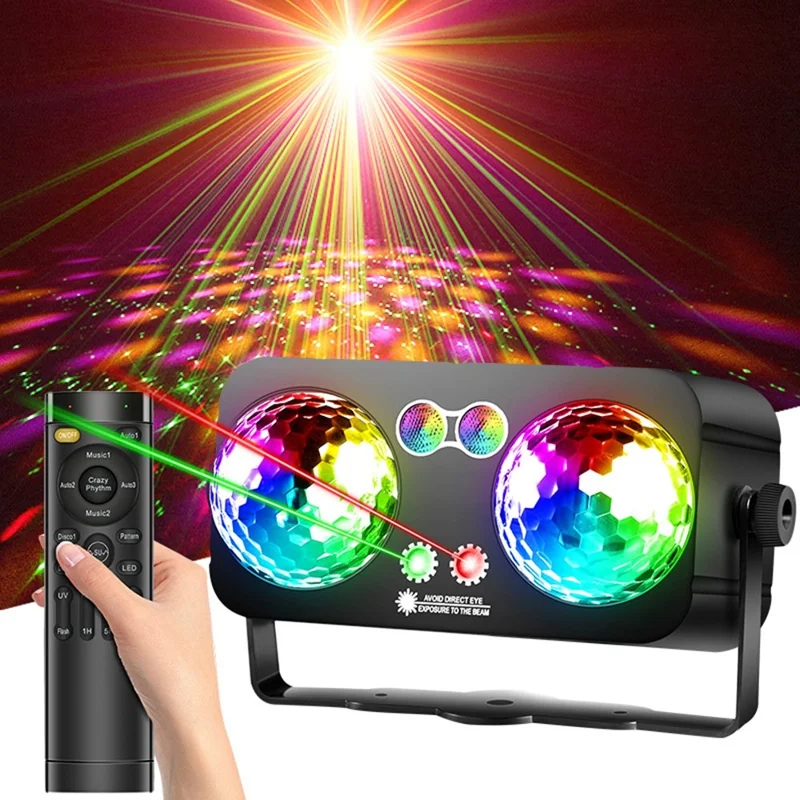 TC-7012 3 Auto / Sound Modes Dual-Head Magic Ball Unabhängige Steuerung Timer RGB LED Bühnenbeleuchtung für KTV Home Bar - EU-Stecker