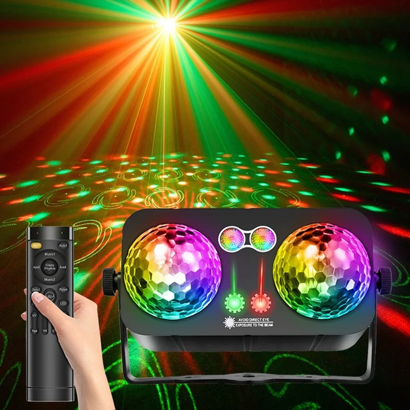 TC-7012 3 Auto / Sound Modes Dual-Head Magic Ball Unabhängige Steuerung Timer RGB LED Bühnenbeleuchtung für KTV Home Bar - EU-Stecker