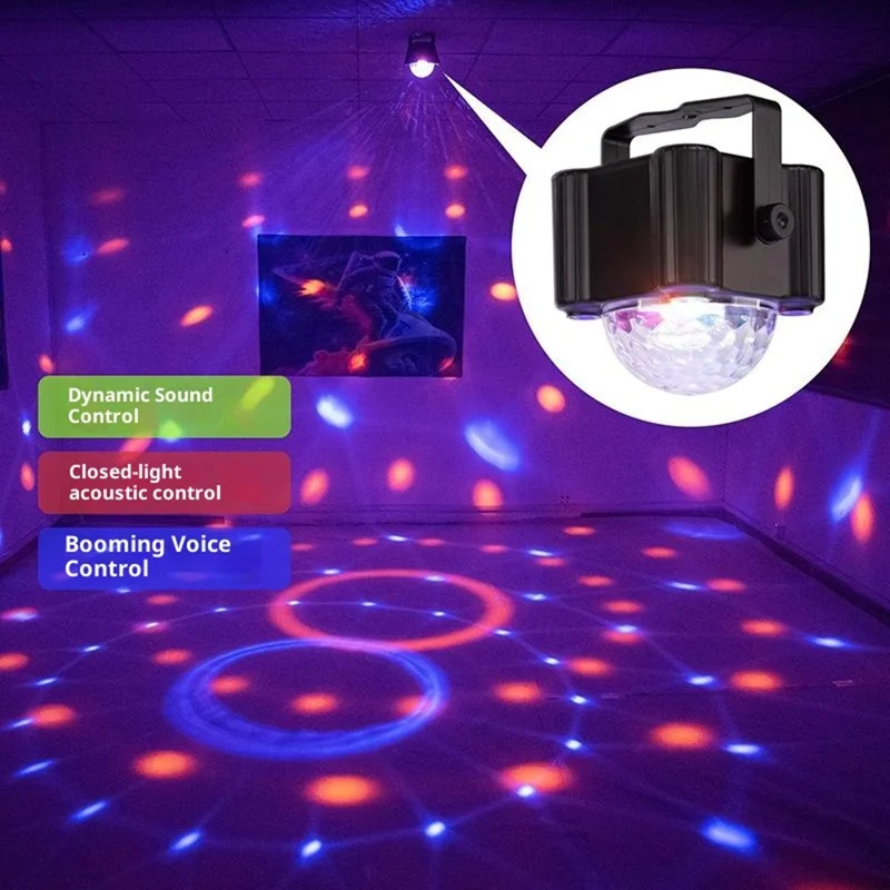TC-7011-1 3 Sound Modes Cylindrical UV Magic Ball Light Voice-Activated RGB LED Strobe Lamp for KTV Home Party