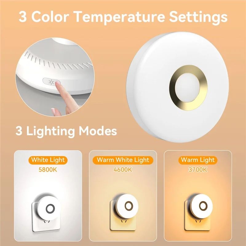 3 Color Temperatures Touch Sensor Night Light Eye-Caring Bedside Lamp Rechargeable Portable for Bedroom Study - EU Plug