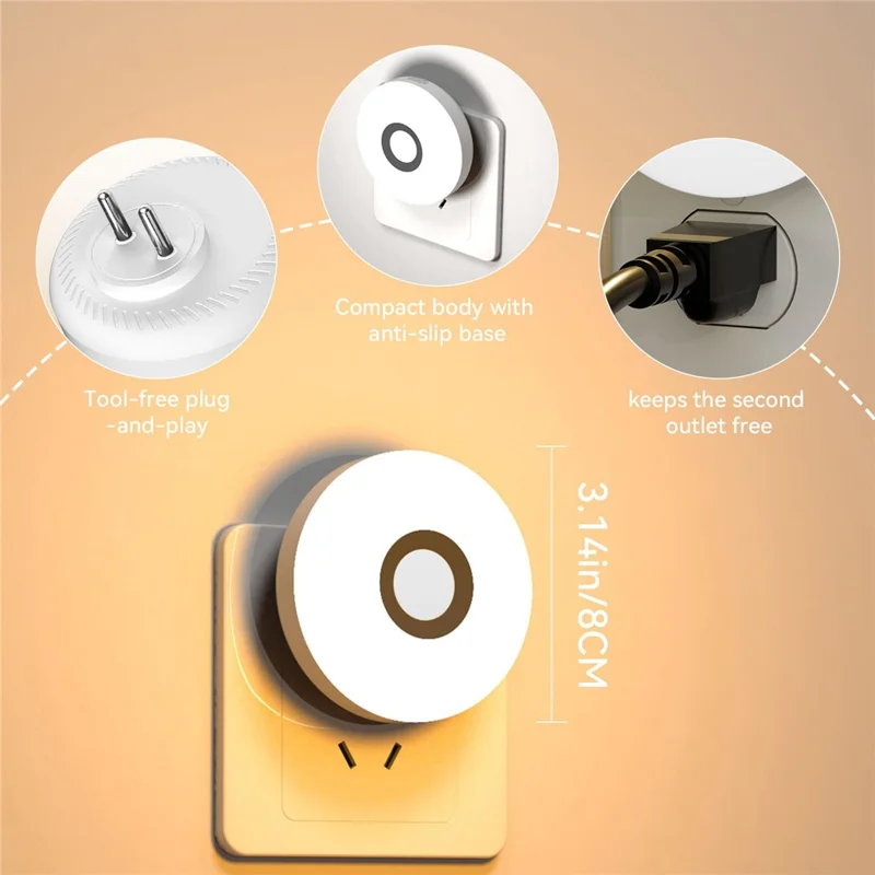 3 Color Temperatures Touch Sensor Night Light Eye-Caring Bedside Lamp Rechargeable Portable for Bedroom Study - EU Plug