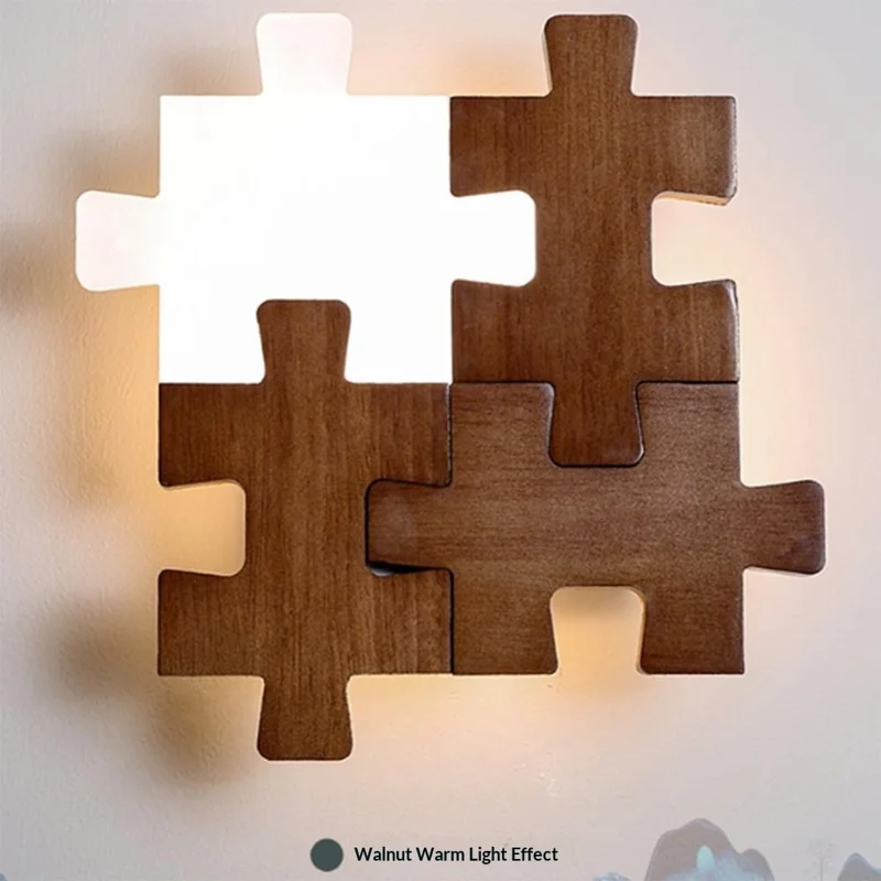 Lâmpada de parede de bloco de madeira de 12W 3 cores, luz de cabeceira LED minimalista moderna para quarto, corredor