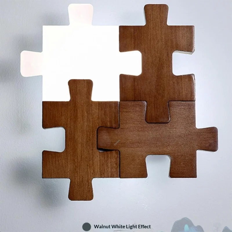 Lâmpada de parede de bloco de madeira de 12W 3 cores, luz de cabeceira LED minimalista moderna para quarto, corredor