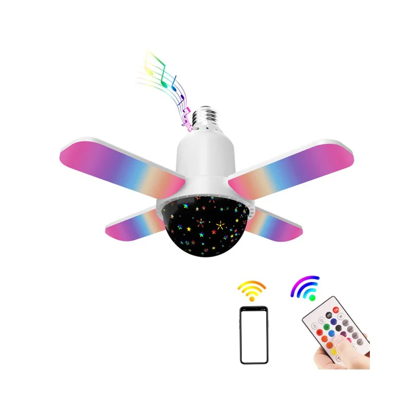 Indoor Music Light Bluetooth-kompatible Mini-Vierblattlampe, kabellose farbwechselnde Ambienteleuchte für zu Hause – Sternenhimmel