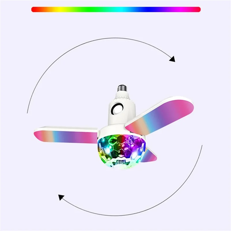 Bluetooth-Compatible Disco Ball Music Light 3-Leaf Foldable LED Lamp with Speaker Smart Remote Control Atmosphere Light