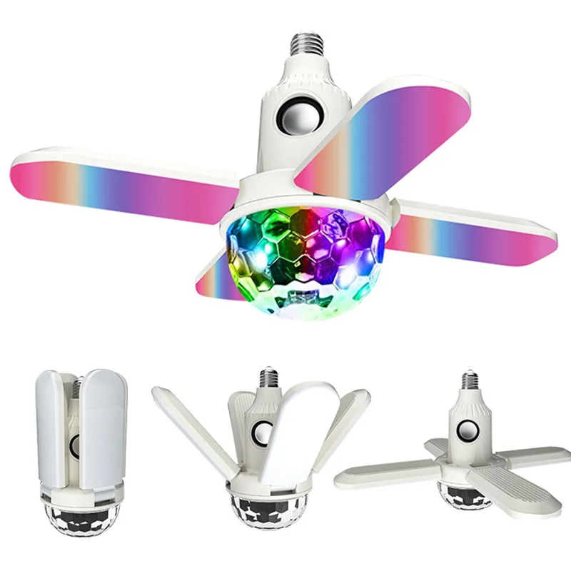 Large Magic Ball Projector Light RGB Color Changing E27 Four-Leaf Folding Ceiling Lamp Bluetooth-compatible Speaker