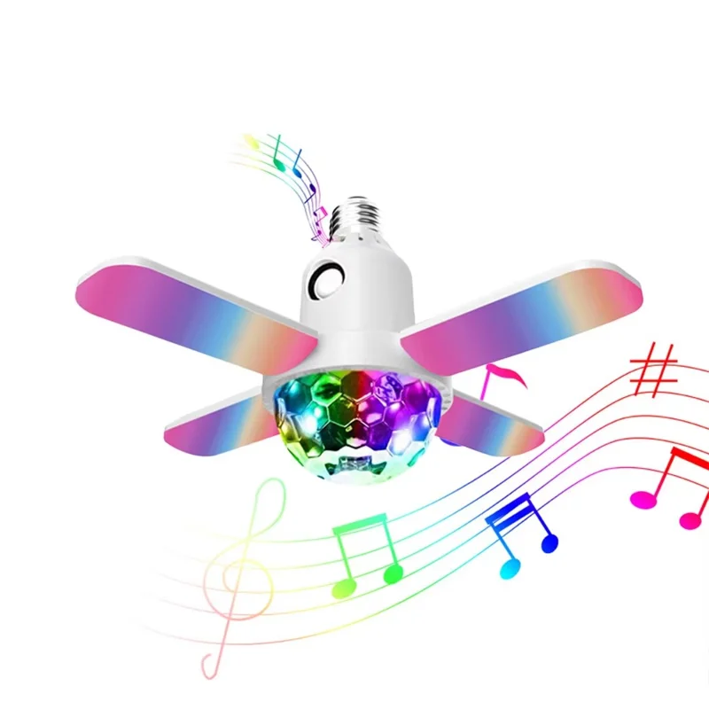 Large Magic Ball Projector Light RGB Color Changing E27 Four-Leaf Folding Ceiling Lamp Bluetooth-compatible Speaker