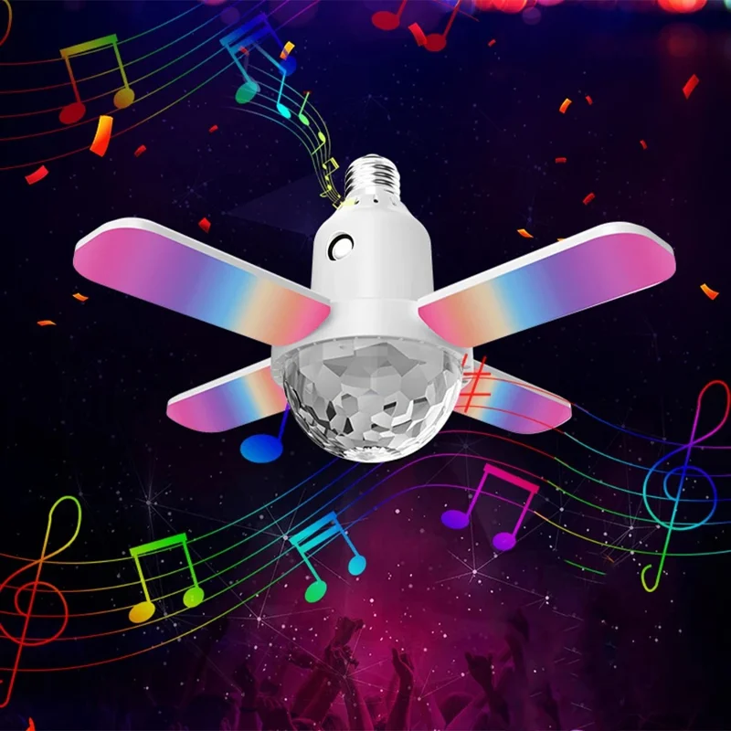 Large Magic Ball Projector Light RGB Color Changing E27 Four-Leaf Folding Ceiling Lamp Bluetooth-compatible Speaker