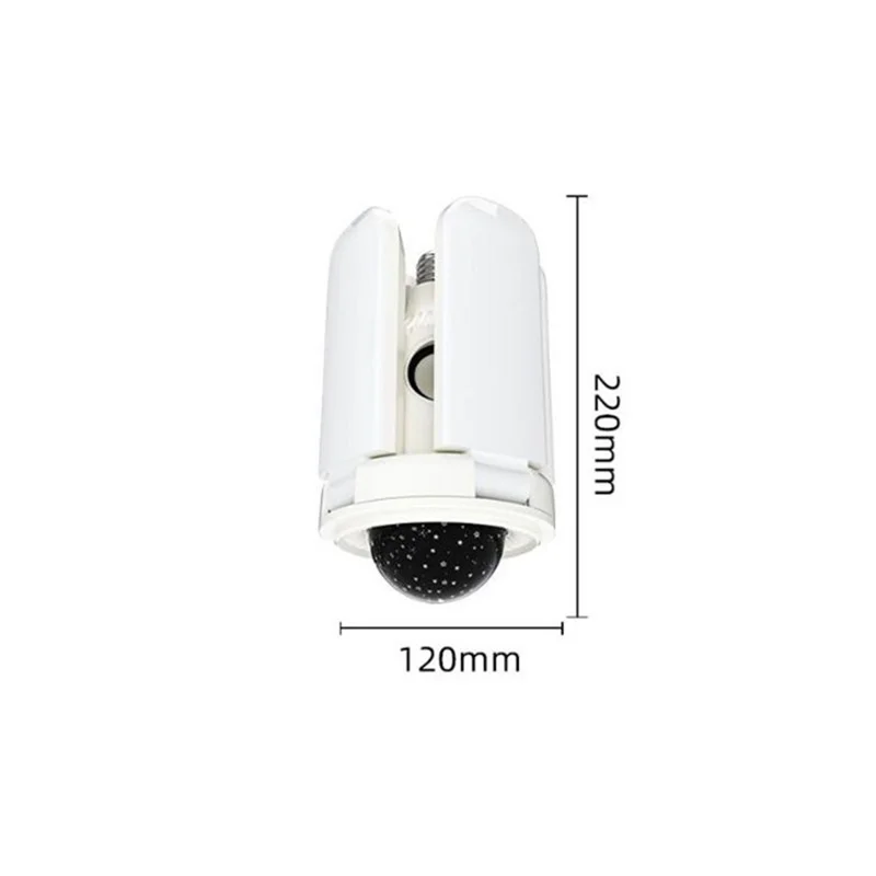 Petite lampe projecteur étoile E27, lumière de plafond pliable à quatre feuilles RVB, changeant de couleur, avec haut-parleur compatible Bluetooth et télécommande