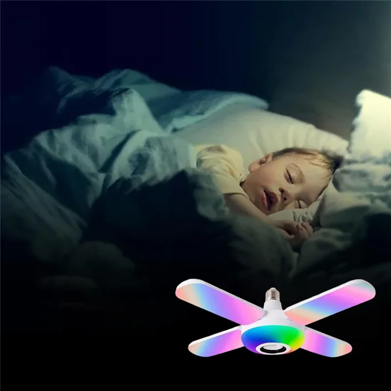 E27 Bluetooth-compatible Speaker Music Light with 4 Foldable Leaves Smart RGB Color Changing Ceiling Lamp