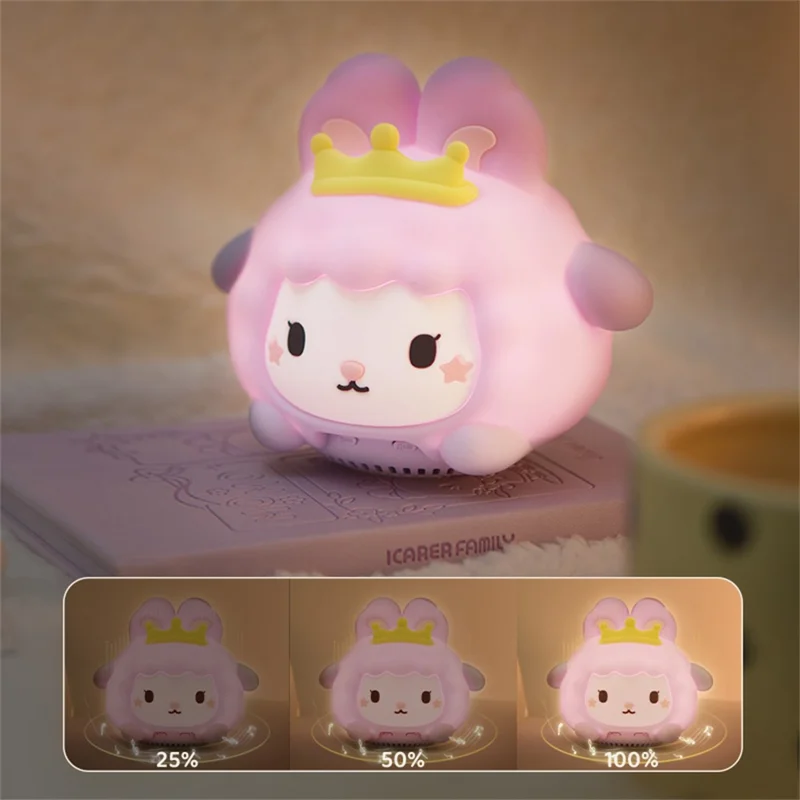 ICARER FAMILY Purple Moon Rabbit White Noise Night Light Speaker Bluetooth-Compatible Remote Control Speaker with 7-Color Gradient Atmosphere Light TWS Pairing