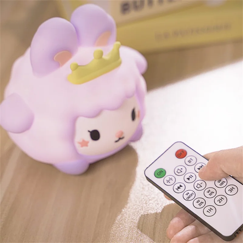 ICARER FAMILY Purple Moon Rabbit White Noise Night Light Speaker Bluetooth-Compatible Remote Control Speaker with 7-Color Gradient Atmosphere Light TWS Pairing