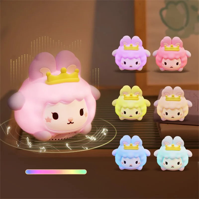 ICARER FAMILY Purple Moon Rabbit White Noise Night Light Speaker Bluetooth-Compatible Remote Control Speaker with 7-Color Gradient Atmosphere Light TWS Pairing