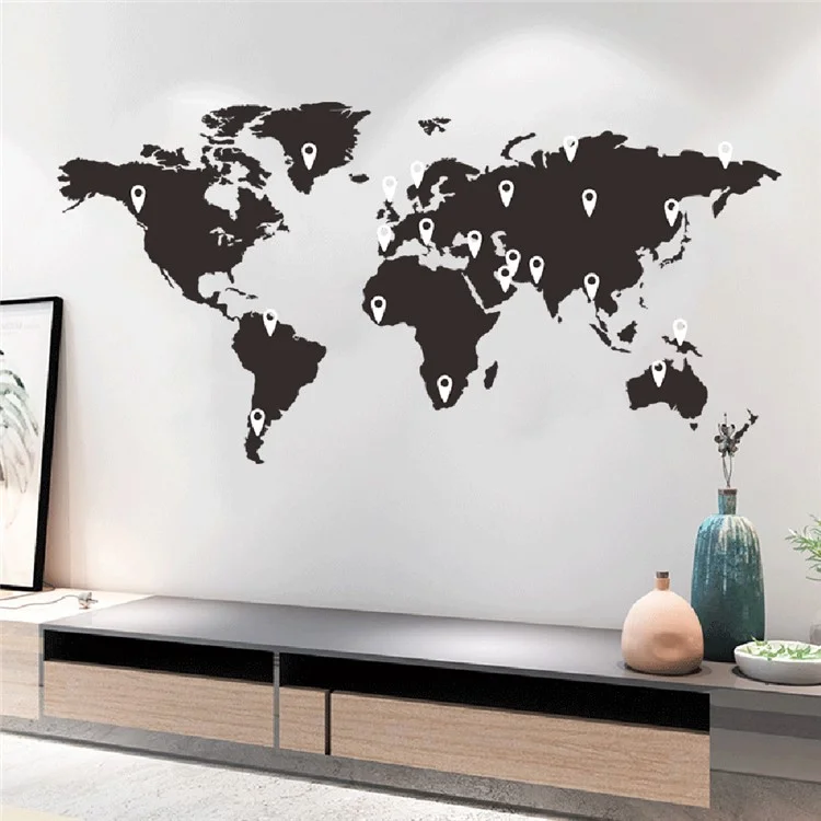 SP1507 49x120cm + 14,5x19cm Grande Mapa Mundi Adesivos de Parede Decorações de Parede de Casa (sem Certificação EN71)