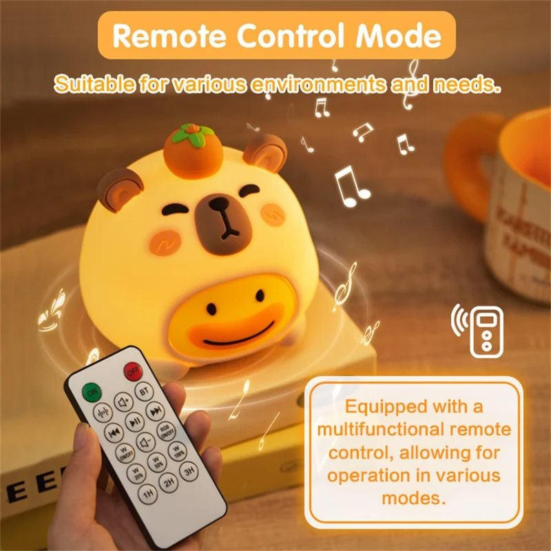 ICARER FAMILY DONO Lampe Nuit Anti-Bruit avec Haut-parleur Bluetooth, Télécommande, Lampe d'Ambiance RGB 7 Couleurs, Fonction Jumelage TWS