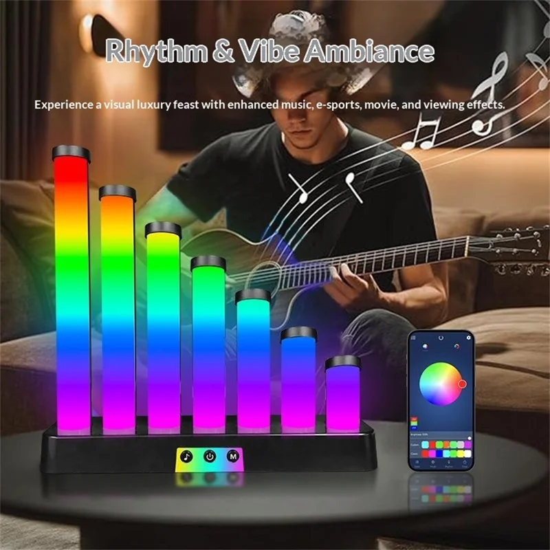 KBB-51 RGB-Ambientlicht mit Tastensteuerung, Bluetooth-kompatible APP, Soundreaktive Lampe für Gaming-Desktop