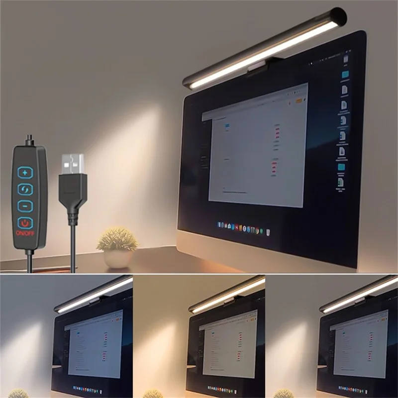 KBB-56 30cm LED Monitor Hanging Light Single-Sided 3-Color Eye-Caring Lamp for Office Reading Screen Supplement