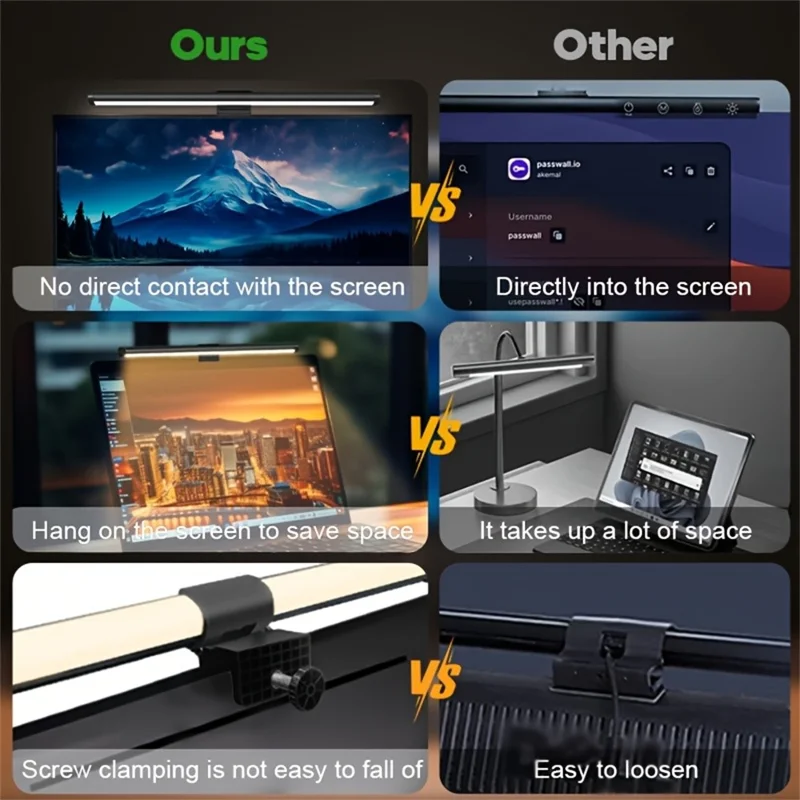 KBB-56 30cm LED Monitor Hanging Light Single-Sided 3-Color Eye-Caring Lamp for Office Reading Screen Supplement