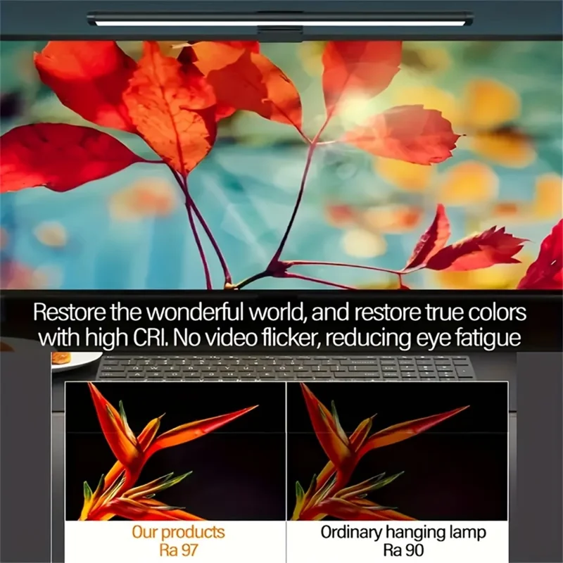 KBB-53 40cm Luce Monitor RGB Cambia Colore, Lampada LED Sospesa per Protezione Oculare con 3 Modalità di Luce per Ufficio e Lettura