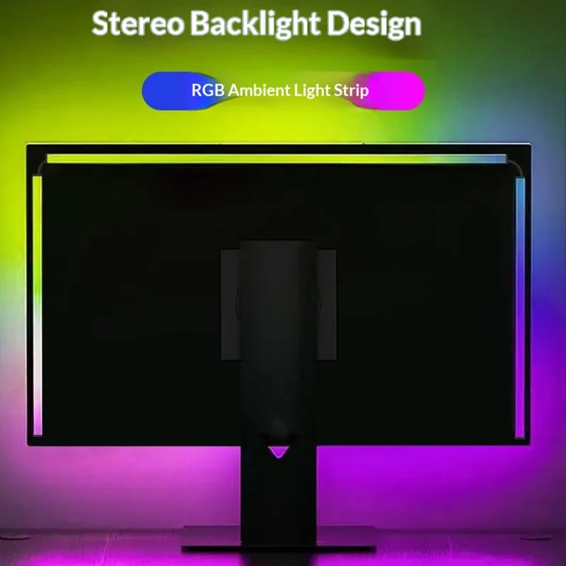 KBB-54 24 Zoll LED-Spiel-RGB-Ambient-Lichtleiste, flexible Silikon-Lampe mit Kabel-/Fernbedienung/App-Steuerung für Computer