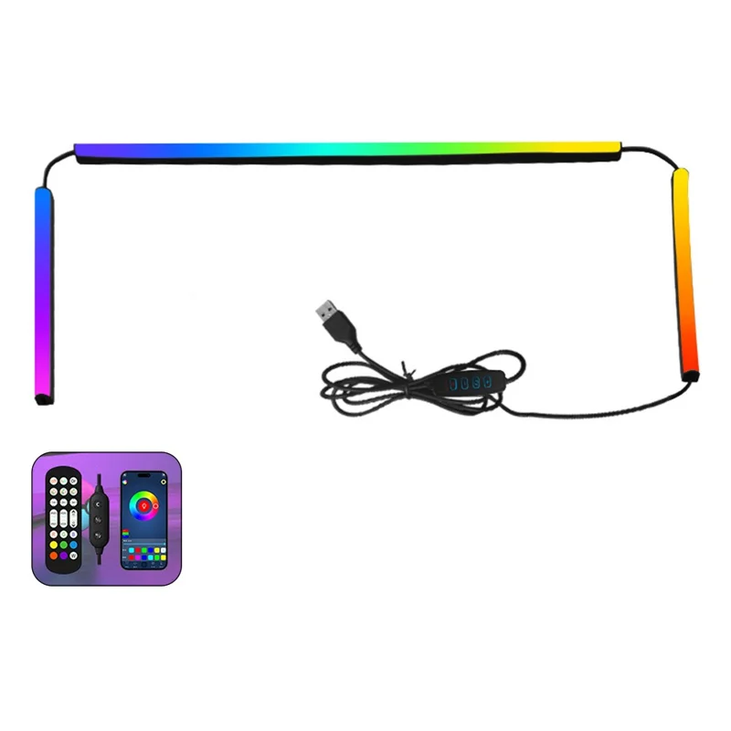 KBB-54A 32 inch LED Gaming RGB Ambient Light Strip Silicone Flexible Stick-on Lamp with Wired  /  Remote  /  APP Control for Computer