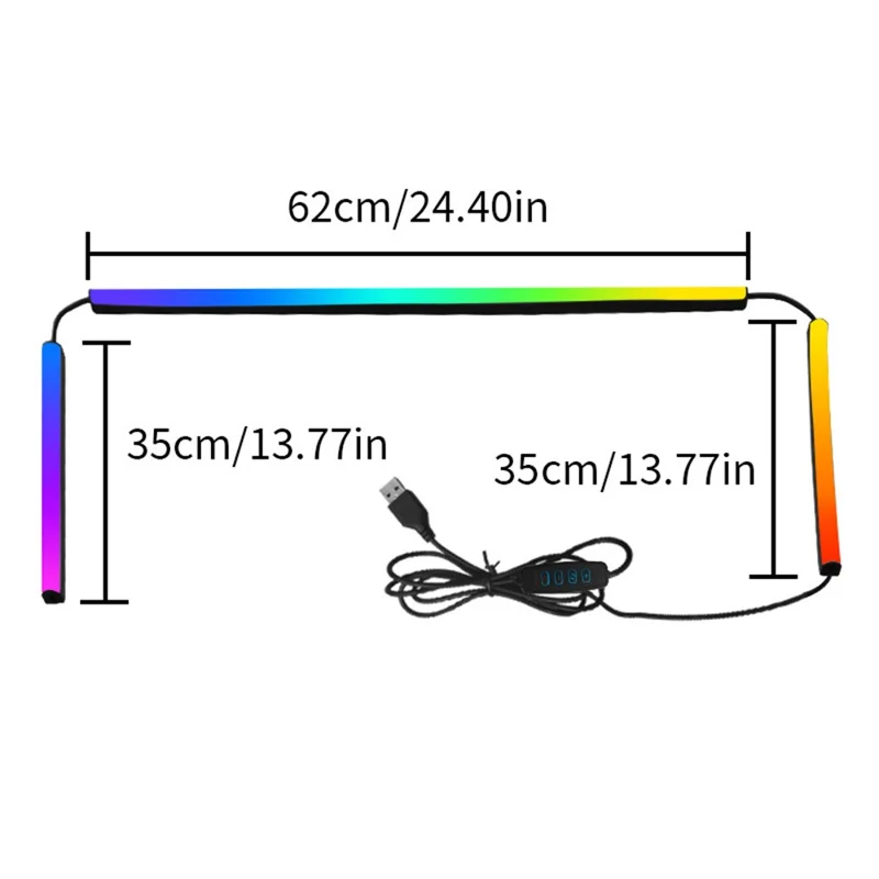 KBB-54A 32 inch LED Gaming RGB Ambient Light Strip Silicone Flexible Stick-on Lamp with Wired  /  Remote  /  APP Control for Computer