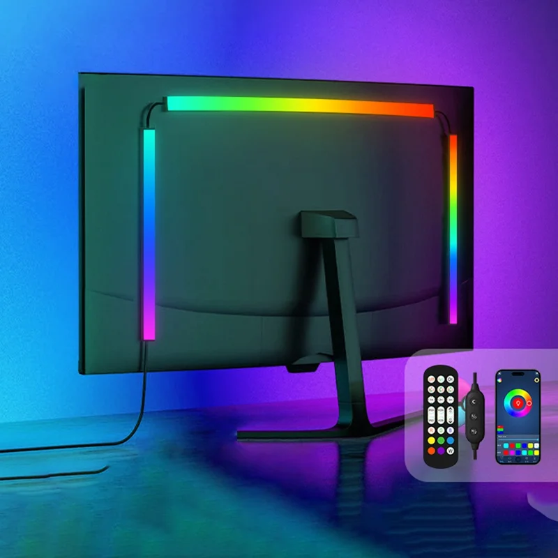 KBB-54A 32 inch LED Gaming RGB Ambient Light Strip Silicone Flexible Stick-on Lamp with Wired  /  Remote  /  APP Control for Computer