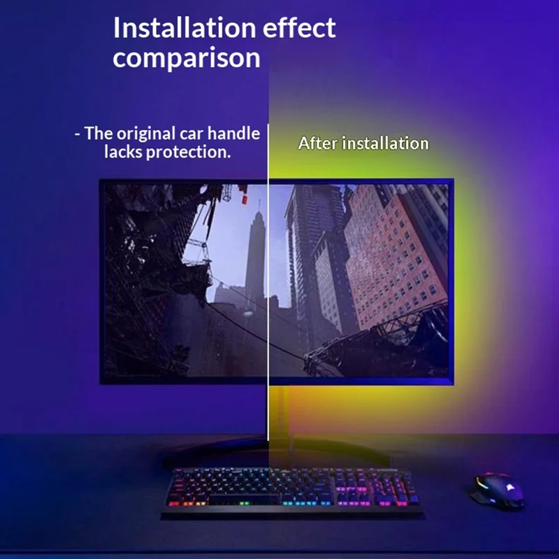 KBB-54A 32 inch LED Gaming RGB Ambient Light Strip Silicone Flexible Stick-on Lamp with Wired  /  Remote  /  APP Control for Computer