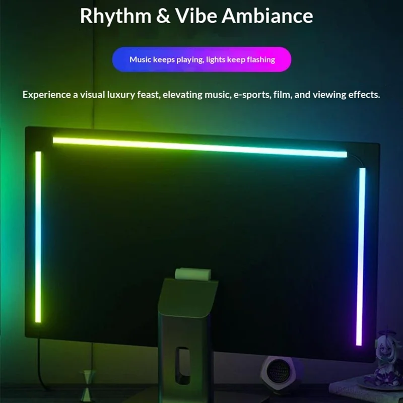 KBB-54A 32 inch LED Gaming RGB Ambient Light Strip Silicone Flexible Stick-on Lamp with Wired  /  Remote  /  APP Control for Computer