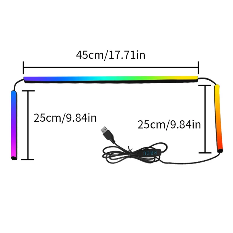 KBB-54 Single Wired Control 24 inch LED Gaming RGB Ambient Light Strip Silicone Flexible Stick-on Light for Computer