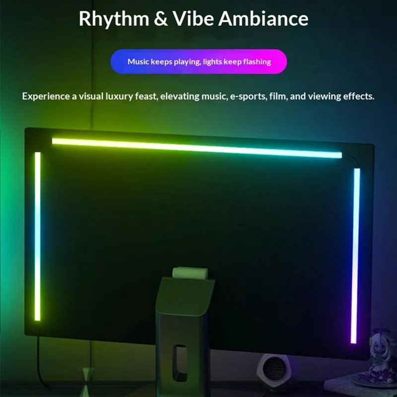 KBB-54 Single Wired Control 24 inch LED Gaming RGB Ambient Light Strip Silicone Flexible Stick-on Light for Computer