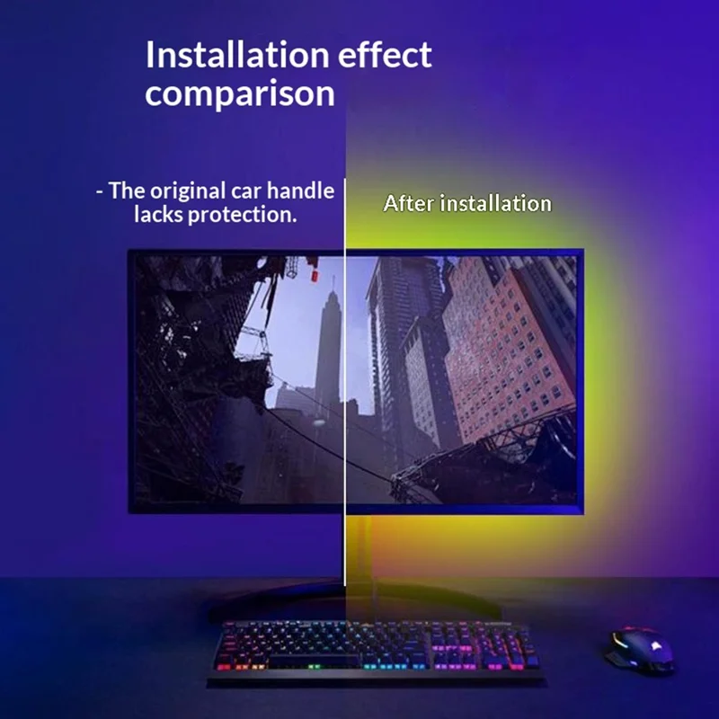 KBB-54 Single Wired Control 24 inch LED Gaming RGB Ambient Light Strip Silicone Flexible Stick-on Light for Computer