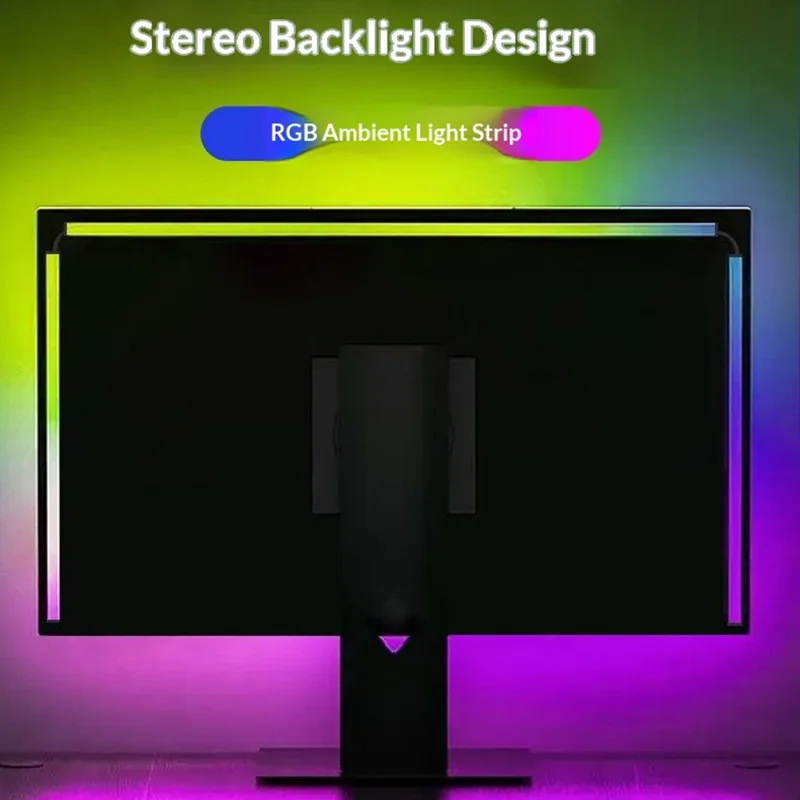 KBB-54 Single Wired Control 24 inch LED Gaming RGB Ambient Light Strip Silicone Flexible Stick-on Light for Computer