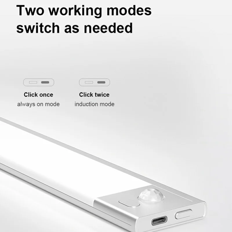 L1-021 60cm RGB Cabinet Light Magnetic Human Motion Sensor Smart Wall Lamp Long Night Light for Home - Tarnish