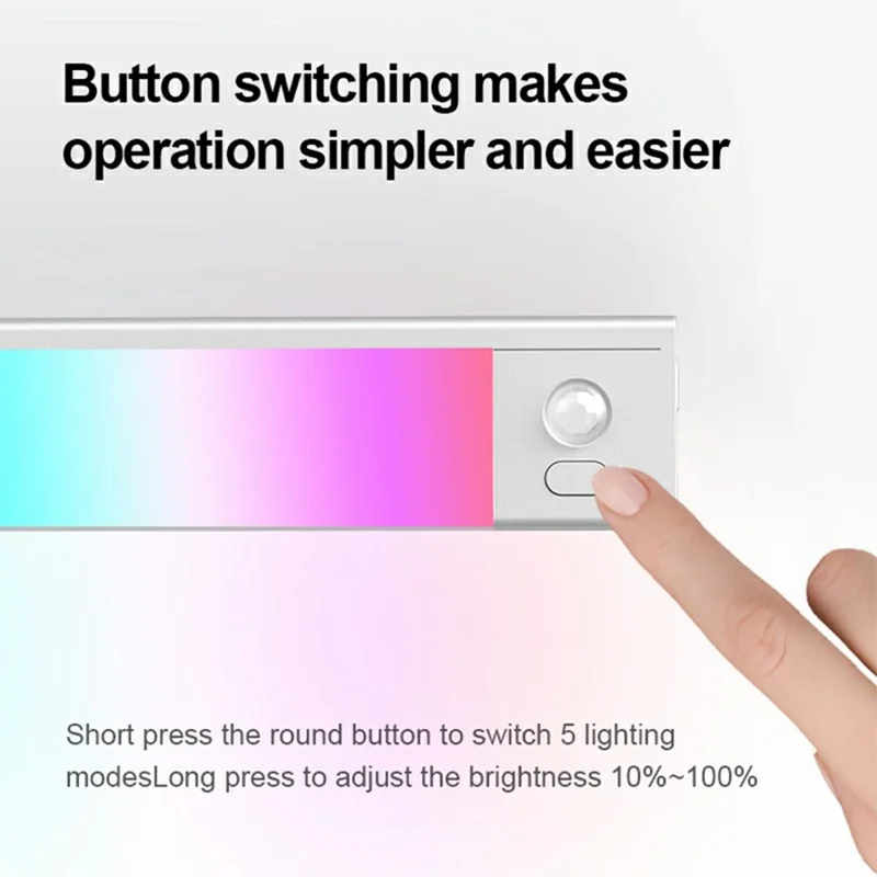 L1-021 60cm RGB Cabinet Light Magnetic Human Motion Sensor Smart Wall Lamp Long Night Light for Home - Tarnish