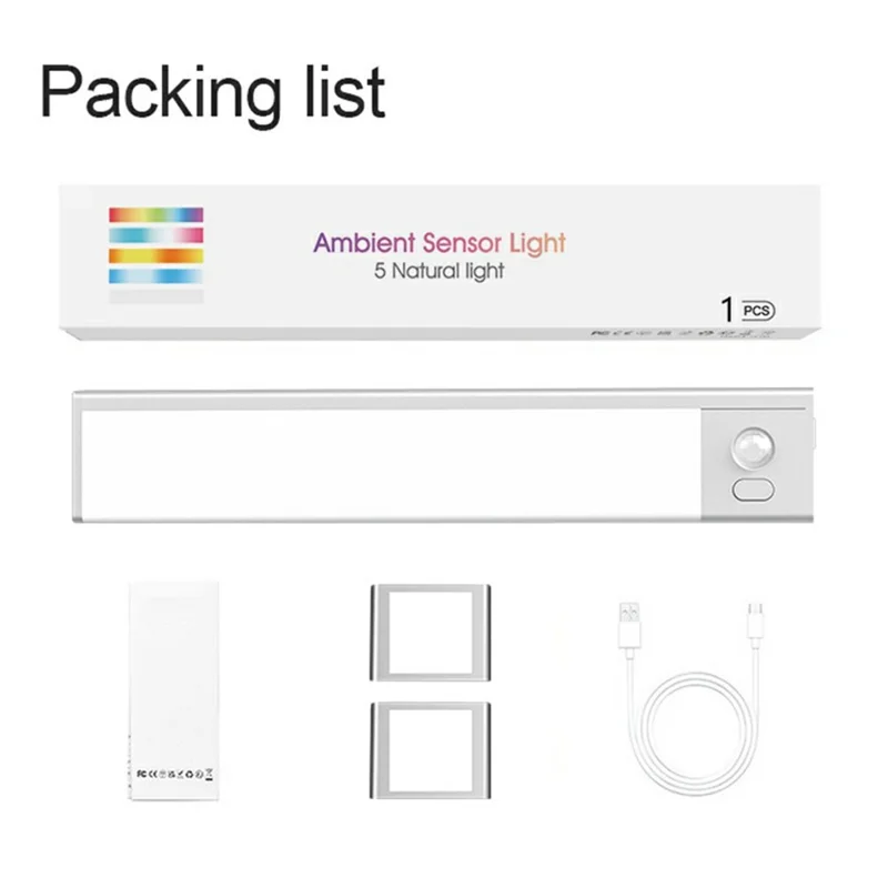 L1-021 60cm RGB Cabinet Light Magnetic Human Motion Sensor Smart Wall Lamp Long Night Light for Home - Tarnish