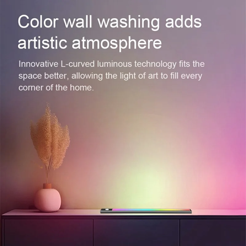 L1-021 2Pcs 23.3cm RGB Cabinet Light Magnetic Human Motion Sensor Smart Wall Lamp Long Night Light for Home - Tarnish
