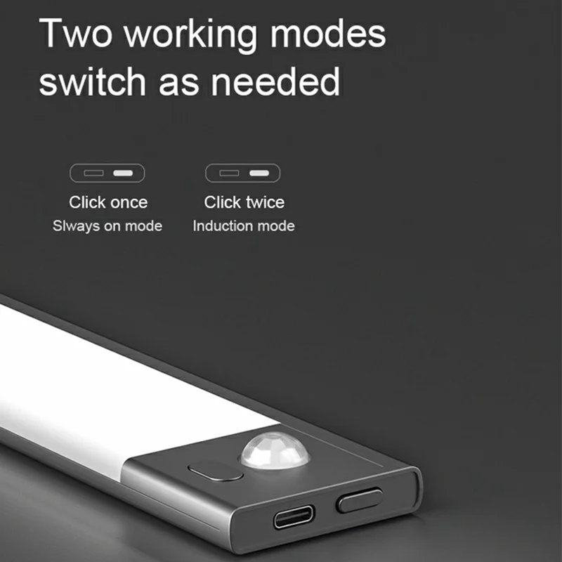 L1-021 2Pcs 23.3cm RGB Cabinet Light Magnetic Human Motion Sensor Smart Wall Lamp Long Night Light for Home - Tarnish