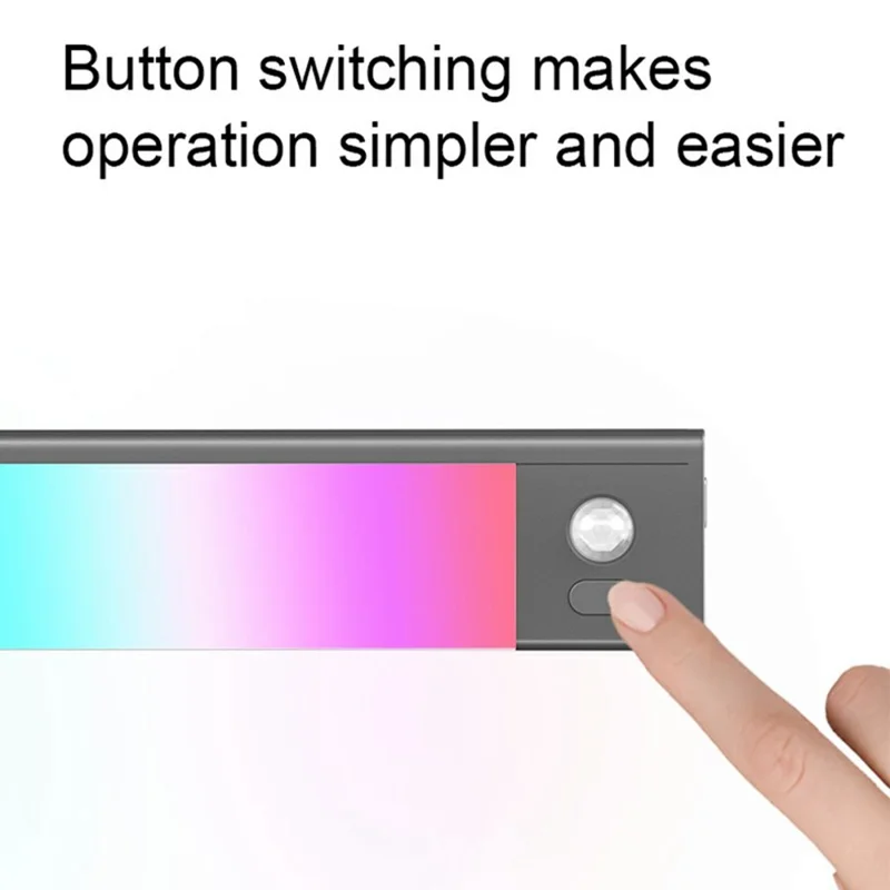 L1-021 2Pcs 23.3cm RGB Cabinet Light Magnetic Human Motion Sensor Smart Wall Lamp Long Night Light for Home - Tarnish