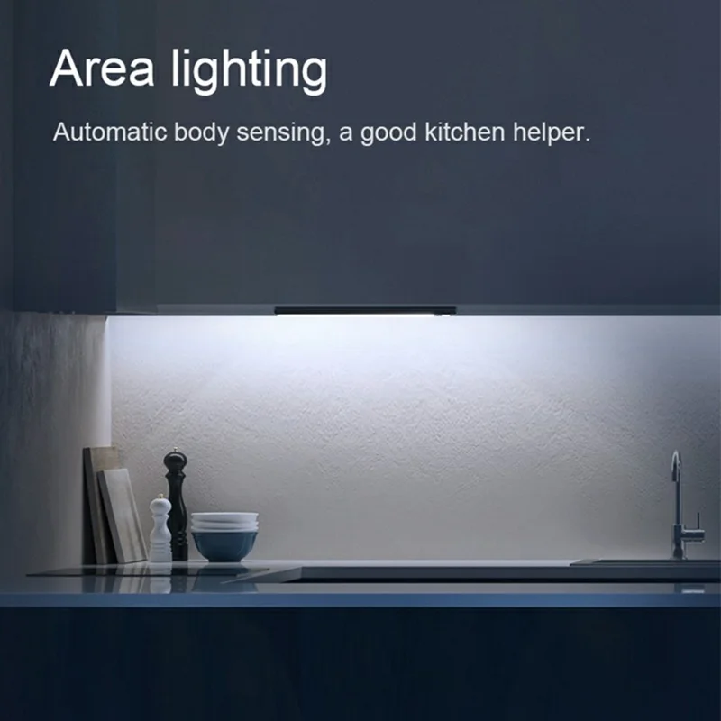 L1-021 2Pcs 40cm RGB Cabinet Light Magnetic Human Motion Sensor Smart Wall Lamp Long Night Light for Home - Tarnish
