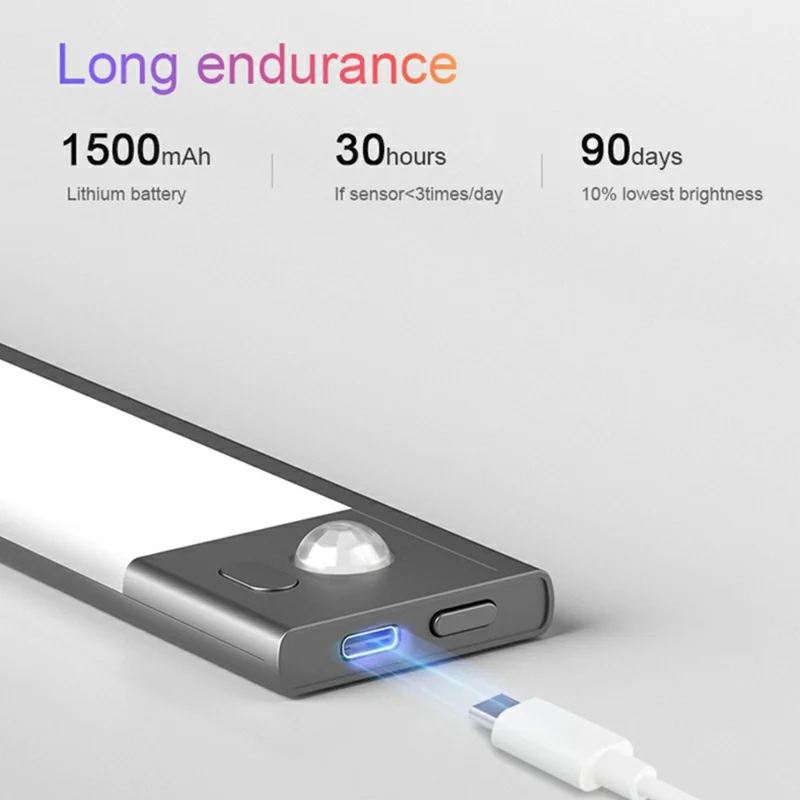 L1-021 2Pcs 40cm RGB Cabinet Light Magnetic Human Motion Sensor Smart Wall Lamp Long Night Light for Home - Tarnish