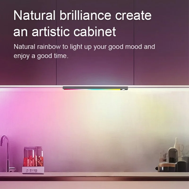 L1-021 2Pcs 40cm RGB Cabinet Light Magnetic Human Motion Sensor Smart Wall Lamp Long Night Light for Home - Tarnish