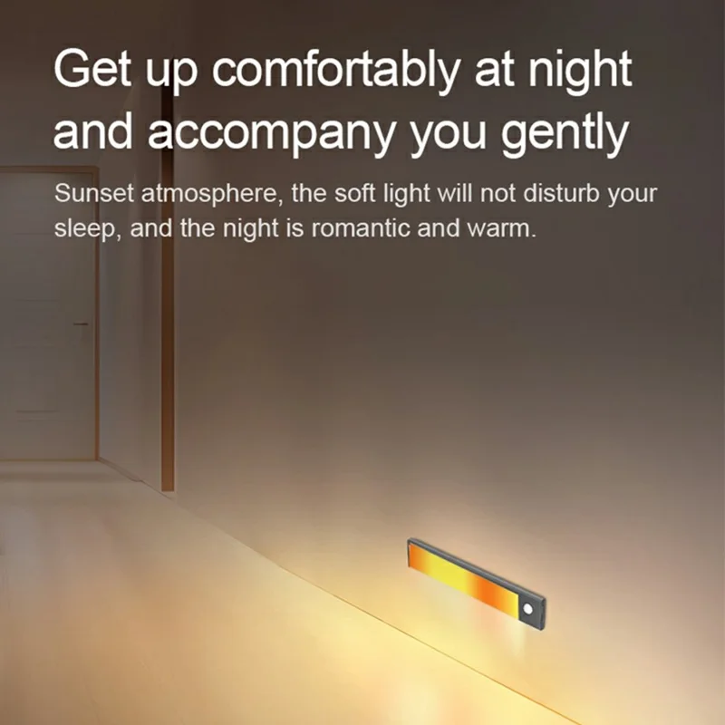 L1-021 2Pcs 40cm RGB Cabinet Light Magnetic Human Motion Sensor Smart Wall Lamp Long Night Light for Home - Tarnish