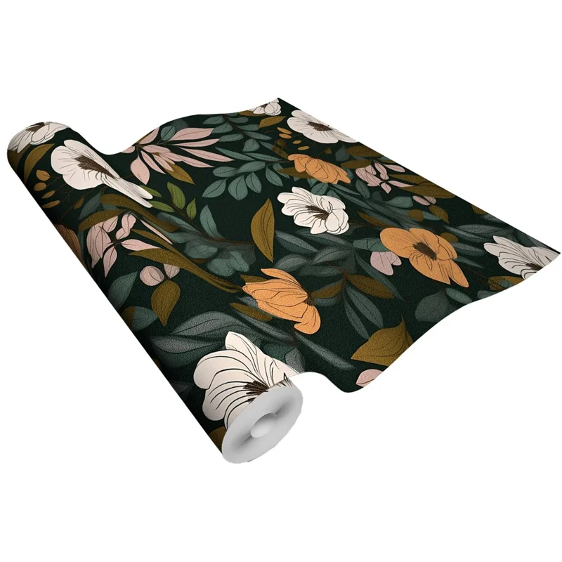 45 x 300cm Floral Pattern Frosted Wallpaper Waterproof Self-Adhesive Wall Sticker PVC Removable for Home / Office Decor - QT47